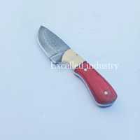 Cuchillo de Acero de Damasco Hecho a Mano de 356 Capas, Mango Pakka de Madera y Hueso con Funda de Cuero Gratis, Cuchillo de Supervivencia de Caza