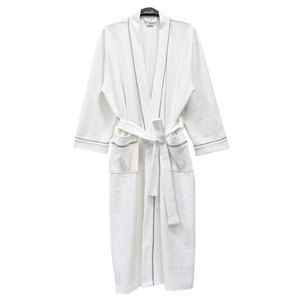 Fabricant de peignoirs d'hôtel de luxe, peignoir en coton 100% gaufré, manches longues, logo sur le devant, décontracté, 250g - Product Image 1