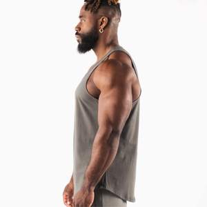Camiseta de Tirantes Personalizada para Hombre, para Gimnasio, Fitness, Culturismo, de Secado Rápido, Cuello Redondo, Sólida, de Poliéster y Algodón, 250g, Tejido de Punto - Product Image 3