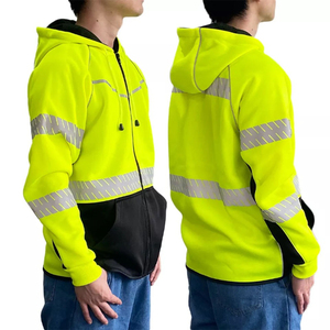 Sudadera de invierno de algodón 100% para hombre con capucha de alta visibilidad, ropa de seguridad al por mayor para un trabajo seguro, advertencia de alta visibilidad - Product Image 3