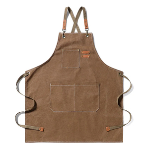 Delantal de babero de mezclilla de lona gruesa para hombre y mujer de alta marca, taller de cocina, delantal de trabajo pesado, accesorios de cocina para el hogar - Product Image 4