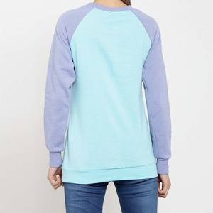 2026 venta al por mayor mujeres bordado Color bloque cuello redondo sudadera poliéster/algodón invierno gran tamaño bloque Panel - Product Image 3