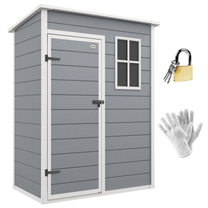 Outsunny <b>Garden</b> <b>Storage</b> <b>Shed</b> with Lockable Door, Window and Air Vent, Grey - Product Image 1