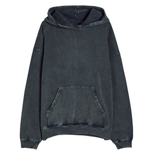 เสื้อฮู้ดดี้ผู้หญิงสไตล์วินเทจแบบย้อมสีเอซิด ผ้าเทอร์รี่บุซับใน ทรงโอเวอร์ไซส์ แบบดิสเทรส ผลิตตามสั่ง ขายส่งจำนวนมาก รับผลิตเสื้อผ้า OEM - Product Image 4