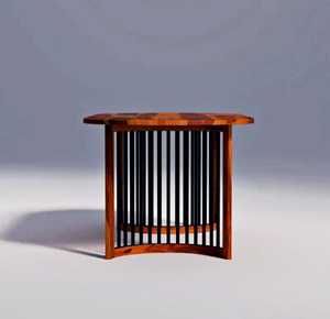 Table à manger minimaliste moderne en bois massif avec pieds verticaux en fer noir pour restaurant parc hôtel salon maison bar - Product Image 3