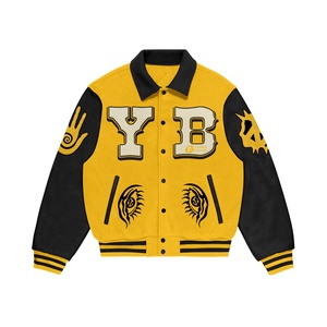 Chaqueta Universitaria Ligera Profesional de Invierno con Capucha, Cuello Alto, Logotipo Frontal, Diseño Casual Deportivo Letterman, 100% Lana - Product Image 1