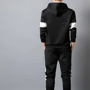 Deux pièces survêtement à capuche pour hommes 100% coton Sport Jogging ensemble veste confortable pantalons de survêtement équipe survêtement pour la saison d'automne - Product Image 6
