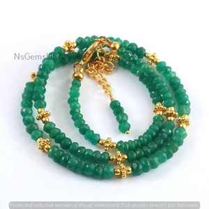 Collier à facettes micro perlé émeraude pour femmes filles accessoire d'émeraude zambienne naturelle à la mode chrétien - Product Image 2