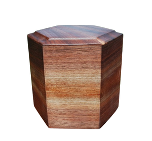 Urna hexagonal de carga inferior para adultos de hasta 200 libras hecha a mano con impresionante Nogal Negro - Product Image 1