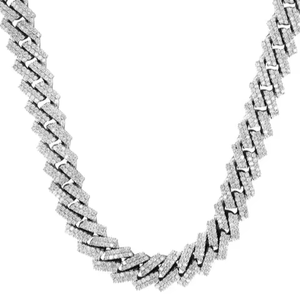 Haute Qualité Haute Qualité Diamant Rappeur Style Chaîne Deux Rangées Entièrement Glacé Cubain Lien Hip Hop Bijoux Moissanite Collier - Product Image 1
