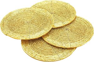 Golden Glass Beads <b>Table</b> <b>Coaster</b> Best for Parties and Other Functions Tableware Decorative Beast Design <b>Coaster</b> - Product Image 2
