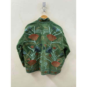 เสื้อแจ็คเก็ตกำมะหยี่ปักลายแบบกลับด้านได้ Gulbadan Forest สำหรับสุภาพสตรี เสื้อโค้ทเบลเซอร์ฤดูใบไม้ร่วง/ฤดูหนาว ไซส์ XXL ถึง 5XL ทำด้วยมือจากหนัง - Product Image 3