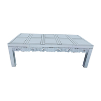 Table à manger longue moderne en verre avec miroir, 10-12 personnes, décorations florales gravées à la main, idéale pour événements, mariages, gâteaux et fêtes