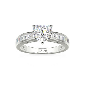 แหวนหมั้นรูปหัวใจแบบกำหนดเองของ Jeulia พร้อมวงแหวนเพชรทรงเหลี่ยมมรกต - Product Image 3