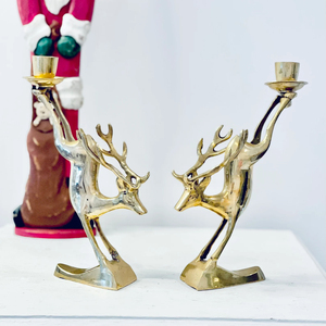 Luxury Design Decorative <b>Candle</b> Holder <b>Set</b> of 2 Brass Deer <b>Candle</b> Holder for Christmas Home Decoration <b>Candle</b> Holder for Sale - Product Image 4