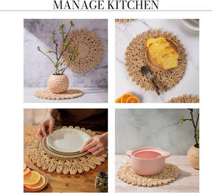 Sets de table ronds en écorce de maïs Sets de table de printemps de ferme Sets de table en osier - Product Image 5