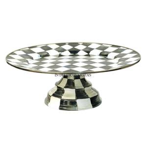 Curvy Shape Superior Quality Metal Made Black And White Color Blocks Designer <b>Enamel</b> Finished <b>Bowl</b> For Home & Hotel Table Supply - Product Image 4