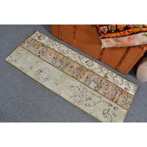 1.8x4.3 ft Rug, Turkish Vintage Rug, <b>Brown</b> <b>Wool</b> Rug - Product Image 3