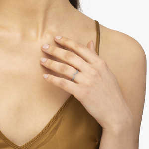 Alliance de mariage incurvée en or blanc 14 carats avec diamants, ensemble de bijoux fins avec pierres de 0,07 carat - Product Image 1