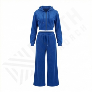 Ensemble de yoga d'hiver à capuche 2 pièces pour femme, survêtement 100 % coton respirant, ensemble de sport à manches longues pour la course et l'entraînement - Product Image 1