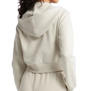 Hot Selling <b>Winter</b> Oversize Zip up Front Custom Logo Quick Dry Loose Women Casual Crop <b>Top</b> Hoodie - Product Image 4