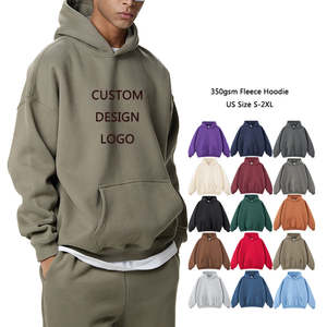 High Quality Fleece Streetwear Hoodie 350gsm Oversized Drop Shoulder Embroidery Print Custom Men <b>Hoodies</b> - Product Image 1