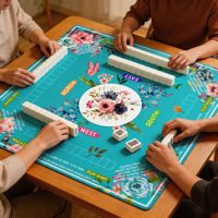 Tapis de mahjong pour table avec sac à cordon/31,5 pouces/dessus de table américain pour mahjong avec règles, tapis anti-bruit et antidérapant