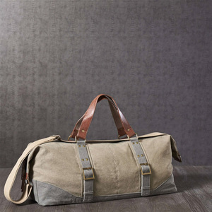 Bolsa de lona de gimnasio de gran capacidad de alta calidad, equipaje de lona plegable de cuero genuino con forro de poliéster para viajes deportivos - Product Image 6