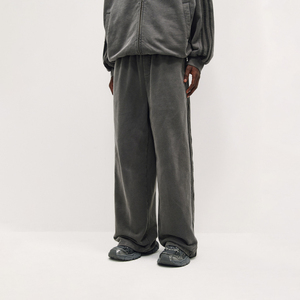 กางเกงสเวตเตอร์ขาตรงของผู้ชายกางเกงโอเวอร์ไซส์ลายล้างสไตล์ใหม่2025 - Product Image 5