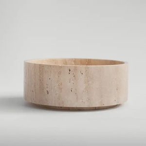 Elegante juego de dos cuencos de piedra travertino, perfecto para decoración, servir y regalar, con textura natural y durabilidad duradera. - Product Image 6