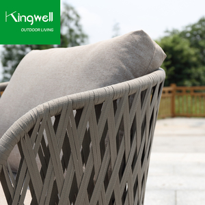 Ensemble <span class=keywords><strong>de</strong></span> <span class=keywords><strong>salon</strong></span> <span class=keywords><strong>de</strong></span> jardin 4 pièces en aluminium gris moderne résistant aux intempéries avec table en verre et tressage en corde pour <span class=keywords><strong>balcon</strong></span> et restaurant - Product Image 5