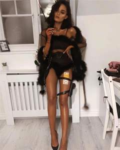 Robe de chambre courte en plumes sexy pour femmes, robe de chambre transparente en tulle, illusion, robe de chambre en plumes pour anniversaire, costume - Product Image 3