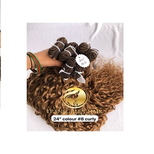 Top meilleure qualité 24 "#8 couleur naturel bouclé en gros paquet brut indien Temple direct de l'Inde Machine Double trame cheveux humains - Product Image 1