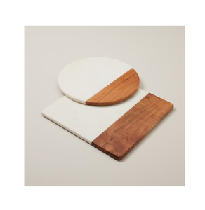 Table tournante en bois et marbre gris Table à manger élégante et rotative Lazy Susan Décorer Susan paresseuse au meilleur prix Design unique - Product Image 4