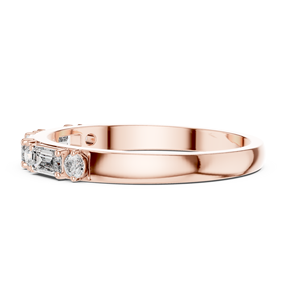Anillo de Compromiso y Boda de Oro Rosa de 14K Purecarat con Diamante Redondo en Forma de Campana y Perla de Agua Dulce, Certificado IGI, Regalo de Lujo - Product Image 3