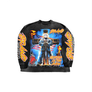 Nouveau design 2026 – Sweat-shirt hip-hop rétro délavé personnalisé pour homme, coupe ample, 100 % coton, taille XL - Product Image 1