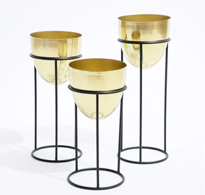 High Quality Home Decor Planter <b>Pot</b> <b>with</b> Modern Design <b>Stand</b> Gold Luxury Set of 3 Indoor Decoration for Home, Office & Hotel - Product Image 1