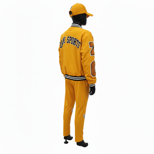 Conjunto de Chaqueta Cortavientos para Mujer, Tela de Satén de Poliéster Suave, Panel Amarillo Dorado, Diseño Libre, Logotipo Bordado, Conjunto de Chaqueta Cortavientos de Talla Grande - Product Image 5