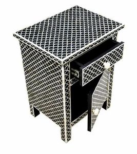 Mueble Moderno con Incrustaciones de Hueso, Mesa de Noche para Dormitorio y Hotel, Hecho a Mano por Fabricantes Indios - Product Image 2