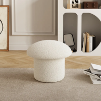 Mobilier de salon de luxe moderne, tissu à Boucle blanche, repose-pieds rembourré, pouf nordique rond en forme de champignon