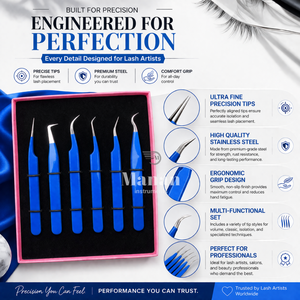 Ensemble de pinces à cils professionnelles, kit d'extension de cils de précision, acier inoxydable, poignée ergonomique, pointe ultra fine, outils de salon - Product Image 4