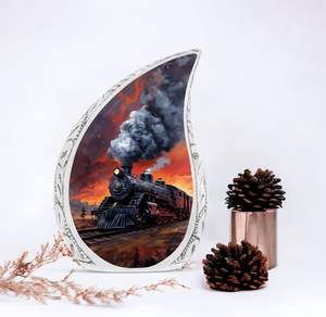 Estilo americano Metal Teardrop Tamaño adulto Urna de cremación Express Sunset Design Venta al por mayor Suministros funerarios - Product Image 2