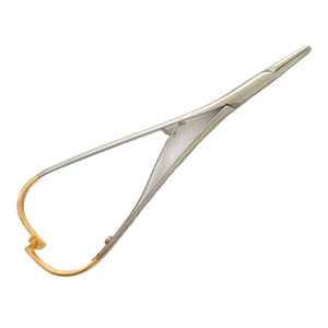 Aguja Mathieu para Instrumentos, Punta Estrecha de Carburo de Tungsteno, Punta Dentada Dorada, Pinzas para Sujetar Agujas Dentales - Product Image 1