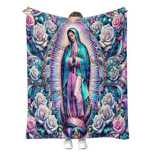 Stock mexicano Latina Chicana Virgen De Guadalupe personalizado español cristiano diseño estampado polar franela mantas 50*60 pulgadas - Product Image 1