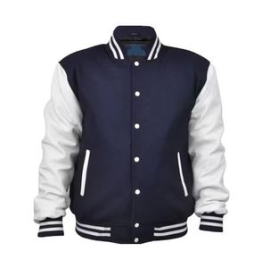 Veste universitaire universitaire à simple boutonnage pour hommes, style High Street, en cuir véritable, mélange de laine, embellissement de laine XS pour hommes - Product Image 2