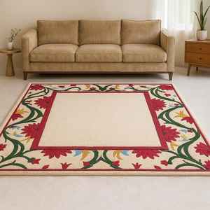 Alfombra de lana con mechones a mano suave Alfombra elegante y duradera para la decoración moderna de la sala de estar y el piso - Product Image 1