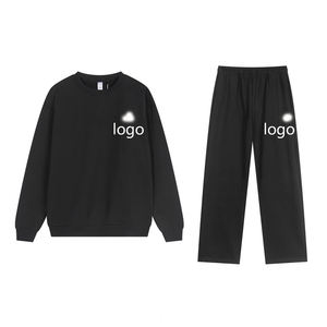 ชุดเซ็ท 2 ชิ้น สำหรับฤดูหนาว ผ้าฝ้าย 100% แบบยูนิเซ็กซ์ เสื้อคอกลมแขนยาว กางเกงจ็อกเกอร์ปลายขาพับ สไตล์สตรีทแวร์ แอคทีฟแวร์ ชุดวอร์ม - Product Image 2