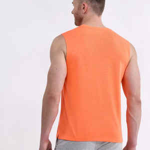 100% algodón verano Casual deporte hombres camiseta sin mangas Slim Fit Base Color sólido elástico sin mangas de punto camiseta sin mangas para hombres - Product Image 6