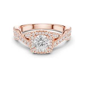 Bague Halo en Diamant de Laboratoire Rond Coussin de 1,27 CT pour Femme, Clarté VVS-VS EF, Or 18KT, 14KT, 10KT et Argent 925, Rose, Jaune - Product Image 2