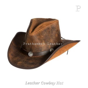 Sombrero Homburg de cuero genuino, elegante, duradero, hecho a mano, clásico, sombrero de vaquero occidental para hombres y mujeres, perfecto para todas las estaciones - Product Image 3